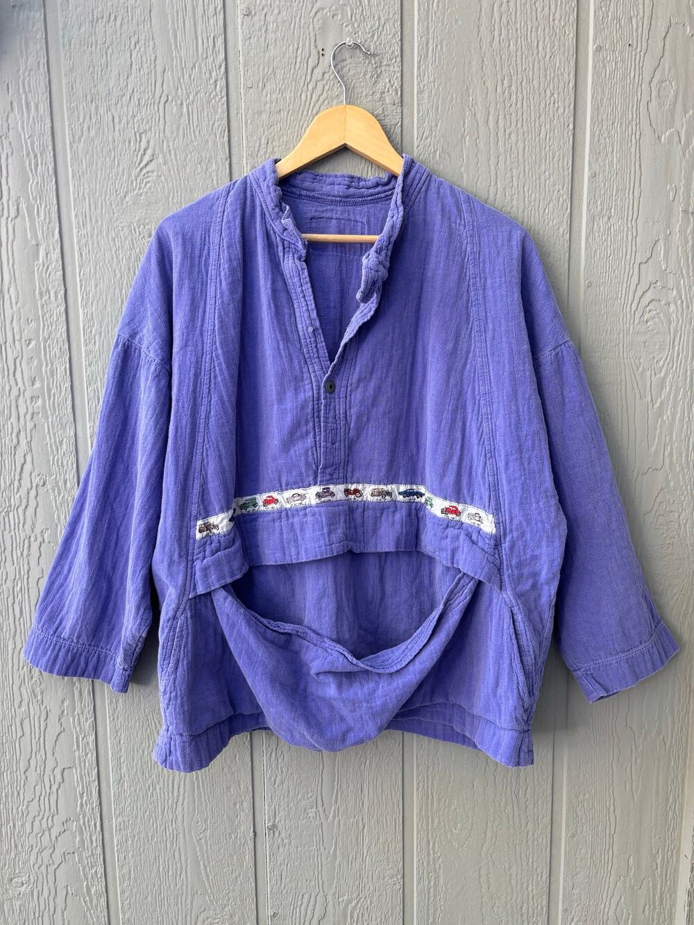 Vintage 90s Flat Tire Pullover Jacket Kangaroo Pocket Purple Langenlook Artsy